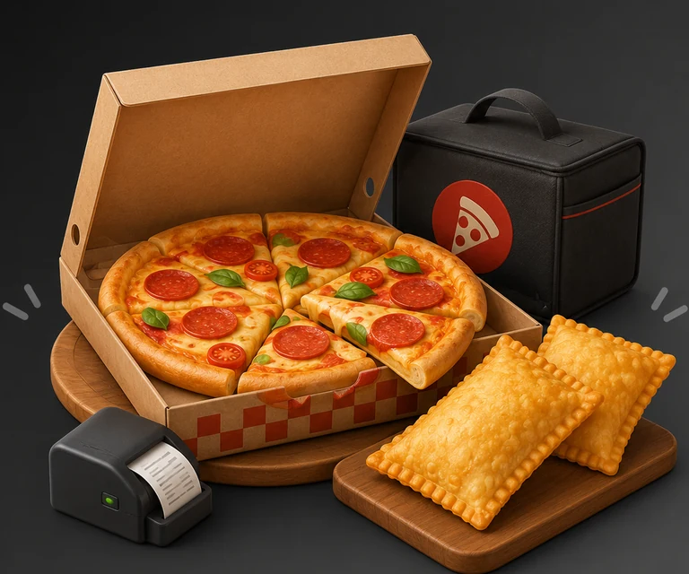 Pizza, pastéis e impressão de pedido para pizzarias e pastelarias